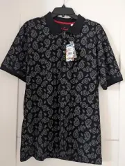 Robert Graham Mens Polo Shirt Black Paisley Kramer Size M New