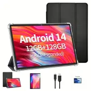 10.1" Android 14 Tablet with Case 1280x800 Display 12+128GB WiFi 2.4GHz Dual Cam