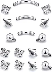 [Prjndjw] Eyebrow Piercing Jewelry Surgical Steel Curved Barbell Tiny Eyebrow Ring Vertical Labret Lip Jewelry Ear Rook Navel Small Belly Button Ring for Women Men 20g 16g 6mm/8mm/10mm/12mm