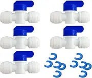 Lemoy Equal Straight OD Tube Ball Valve Quick Connect Fitting 3/8-Inch by 3/8-Inch OD Valve Start RO Water System Set of 5 (Pack 5)