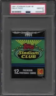 1991 Topps Stadium Club Football Cello Pack possible Brett Favre Rookie - PSA 10