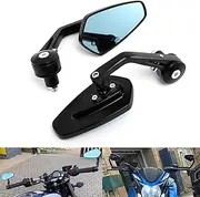 AULESSE 1 Pair Motorbike Mirrors,Motorcycle Bar End Side Mirrors CNC Aluminum Black,Universal 7/8" 22mm Handlebar Rear View Mirror HD Anti-Glare Fit for Motorcycle Street Bike Cruiser Scooter