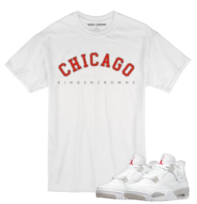 Tee shirt For Air Jordan 4 Retro White Oreo Tech Grey Sneakers. Chicago