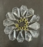 Rock Crystal Chandelier Quartz Pendants Parts Prisms Flat Kite w/ Bead 63mm 12pc