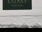 RARE New Ralph Lauren *BRITTANY Lace White Scallop Embroidered KING FLAT SHEET