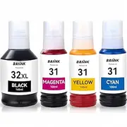BAIINK 31/32XL Refill Ink Bottles (165ML Black, 100ML Cyan, Magenta, Yellow) - 4 Pack - Compatible with HP Smart Tank & DeskJet Printers - Enhanced Ink Performance & Stability