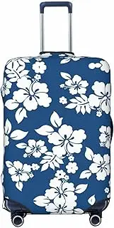 [CADREWY] Hawaii Flower Print Travel Suitcase Cover Luggage Protector with Elastic Anti Scratch for Carry On, Black, Large