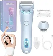 Proustore Razor, The Glide Pro 3.0 Razor for Women, 2-in-1 Electric Lady Shaver with Removable Head, Waterproof Wet & Dry, for Leg Arm Underarm Bikini Area (Blue)