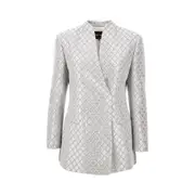 [GIORGIO ARMANI] GIORGIO ARMANI Lurex jacquard double-breasted jacket Woman 46 46 Silver