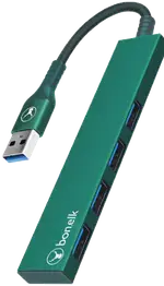 Bonelk Long-Life USB-A 4 Port USB Hub (Green)