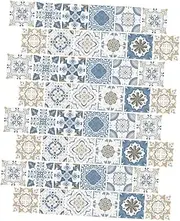 EPIGEIST 48pcs Vintage Style Peel and Stick Tile Stickers Bathroom and Floor Tile Decals for Decoration Removable Adhesive with Retro Patterns