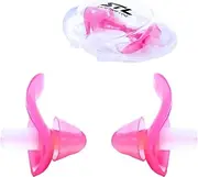 Swim TIme Log Silicone Ear Plugs for Swimming, Ear Covers for Adults, Best Waterproof Ear Protection Pool Accessories, Keep Water Out of Ears, Tapones para Oídos para Nadar (Pink, One Size)