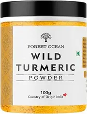 Forest Ocean Wild Turmeric/Kasthuri Manjal Powder - 100% Pure & Natural - For Skin Whitening, Lightening, Shinier & Radiant Skin - 100gm