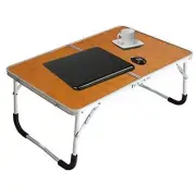 Foldable Laptop Table, Bed Desk, Breakfast Serving Bed Tray, Bamboo Wood Grain