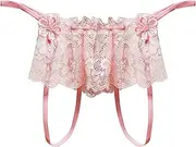[Qiyifuwang] Women Lace Underwear Sexy Hipster Panties Low Rise Hipster Criss Cross Sexy Panties Soft Stretch Cute Boyshort Panties A1-Pink,One Size, A1-pink, One Size