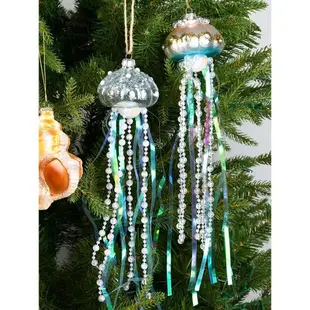 圣誕裝飾品彩繪工藝玻璃吊飾海洋系列圣誕樹掛件配件櫥窗場景布置