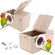 2PCS Parakeet Nesting Box Bird House Bird Nest Wood Breeding Box Parrot Matin...