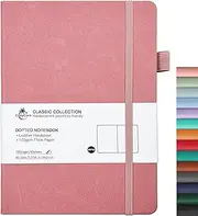COZY CORE Dotted Journal Notebook, 80 Sheets/ 160 Pages, 215mm x 150mm Medium Size, 100 GSM Thick Paper, Hardcover, Black - Perfect for Bullet Journaling, Sketching & Note-Taking (Pink)