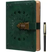 Lock Journal with Pen, A5 240 Pages Diary with Lock, Brown Edge, Refillable, Lea
