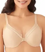 WACOAL 32D #855313 PERFECT PRIMER FRONT CLOSE UNDERWIRE BRA, NUDE, NWT $62
