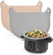 Silicone Slow Cooker Liners Compatible with 6-8 Quarts Crockpot - Reusable Slow Cooker Liner (Grey&Yellow)