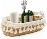 HOSROOME Small Woven Storage Basket Boho Decor Baskets for Organizing Small Storage Basket for Bedroom Nursery Livingroom Entryway,Beige