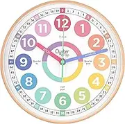 Pastel Kids Learning Wall Clock - Silent Analogue 10 Inch Teaching Clock for Classrooms and Children's Bedrooms - Makes Telling Time Easy for Kids