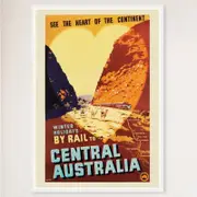 Galrie Vintage Central Australia Train Travel Poster for Winter Holidays, White Frame, A2 42 x 60cm (16 x 24inch)