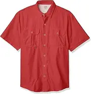 [IZOD] Men's Short Sleeve Beach Button Down Solid Shirt