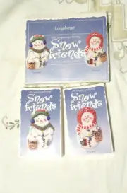 1999 Longaberger Pottery Snow Friends Cookie molds "Snowball and Flurry"