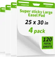 Sticky Easel Pad 25 in X 30 In, 30 Sheets/Pad, 4 Pads/Pack, Sticky Flip Chart Pa