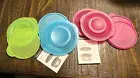 TUPPERWARE - FLAT OUT BOWLS SET - Blue Green Pink # 5452 5453 LOT NEW
