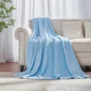 Throw Blanket Fleece Blanket Throw Size(50 by 70 Throw XL(50"×70") Light Blue
