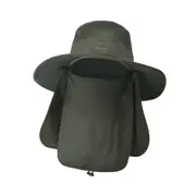 Flap Hat Wide Brim Unisex Cap Face Neck UV Sun Protection Hiking Fishing Army