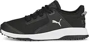 [PUMA] Golf Men's Fusion Grip Extra Wide Golf Shoe, White Silver Navy, 10 Wide