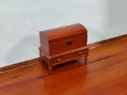 Dollhouse Lincoln Dome Chest Trunk 1:12 Scale Miniature Walnut Finish w/ Drawer