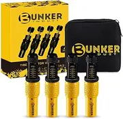 BUNKER INDUST Adjustable Auto-Stop Tire Deflator Valve Kit (10-30 PSI),4 PCS Tire Air Down Tool Offroad 4x4 Accessories with Storage Pouch, Rotate Detach, Scales Precise, for Car Trucks RVs UTVs