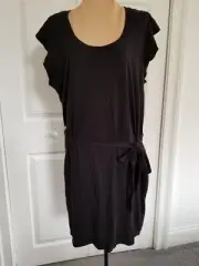 Sanctuary Anthropology Ruby Belted T-Shirt Flutter Sleeve Dress Black Size S