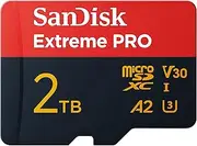 SanDisk Extreme PRO Micro SD Card + SD Adapter 2TB (for Smartphones, Action Cams, Drones, Speeds up to 250 MB/s, 5K, 4K UHD) A2 App Performance + RescuePro Deluxe UHS-I, C10, U3, V30