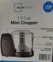 Mainstays 1.5 Cup, One-Touch Pulse , Mini Food Chopper, Black