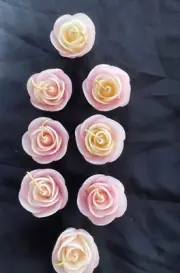 8 Pink Cream Rose Head Floating Candles Table Decor Party Gift Centrepiece