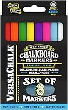 VersaChalk Liquid Chalk Pens - 3 mm Fine Tip, 8 Neon Colors - Non Toxic Wet Erase Chalkboard Window Glass Marker