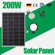 200W 12V Solar Panel Kit Mono Fixed Camping Caravan Boat Power Battery Charging