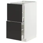 METOD / MAXIMERA base cb 2 fronts/2 high drawers, white/Nickebo matt anthracite, 40x60x80 cm