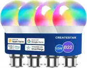 Smart Light Bulbs, B22 RGB Light Bulb, 60W Equivalent, 2700K-6500K Dimmable Wi-F