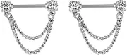 [Niaspi] 14G Butterfly Star Chains Dangle Nipple Rings for Women Girls 316L Stainless Steel Cubic Zirconia Nipplerings Dangling Nipple Studs Barbell Body Piercing Jewelry