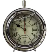 Nautical Vintage Style Round Clock Collectible Designer Table silver table Clock