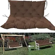 Waterproof Outdoor Swing Replacement Cushion with Backrest 2 3 Seater Garden Courtyard Furniture Brown 100x100x10cm