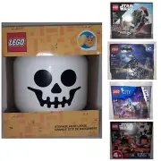 Lego Large Storage Head + 4 Sealed Sets Lot - Lego Gift Set - Lego Packaged Deal