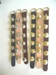 SLEIGH BELLS WITH AMISH REAL LEATHER STRAP HAND MADE HANGER DOOR